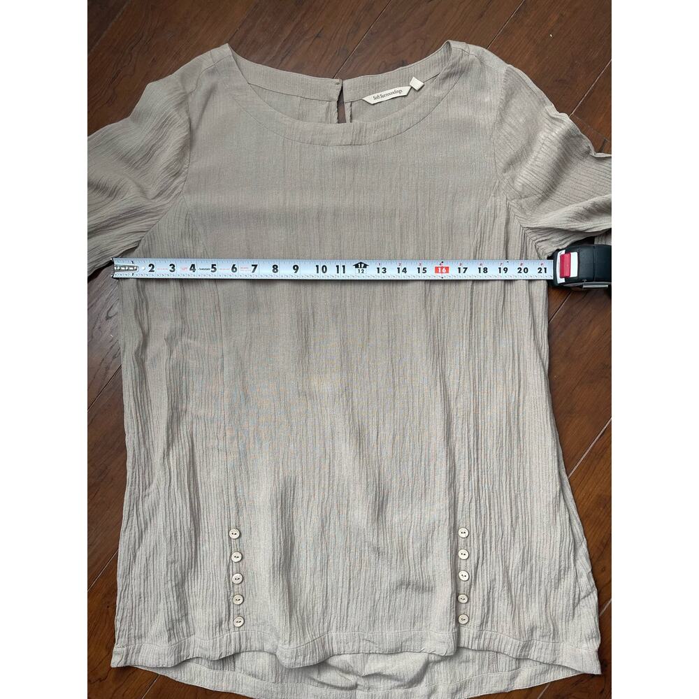 Soft Surroundings Oceo Gauze Tunic Top Pebble Taupe Button Detail Size Large - Picture 6 of 10